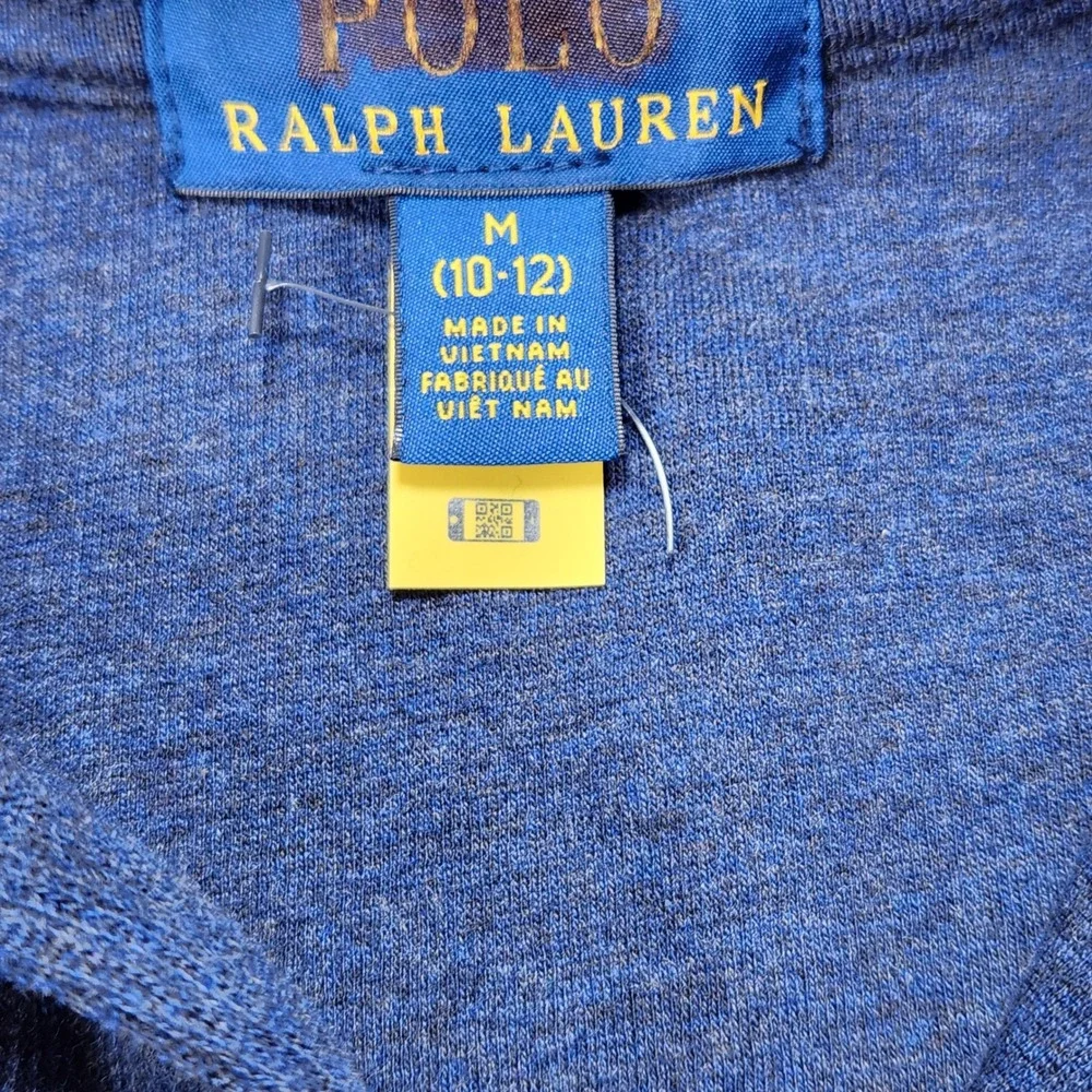 Polo Ralph Lauren Kids Navy Blue Fair Isle Cotton Quarter-Zip‎ Sweater 10-12 New